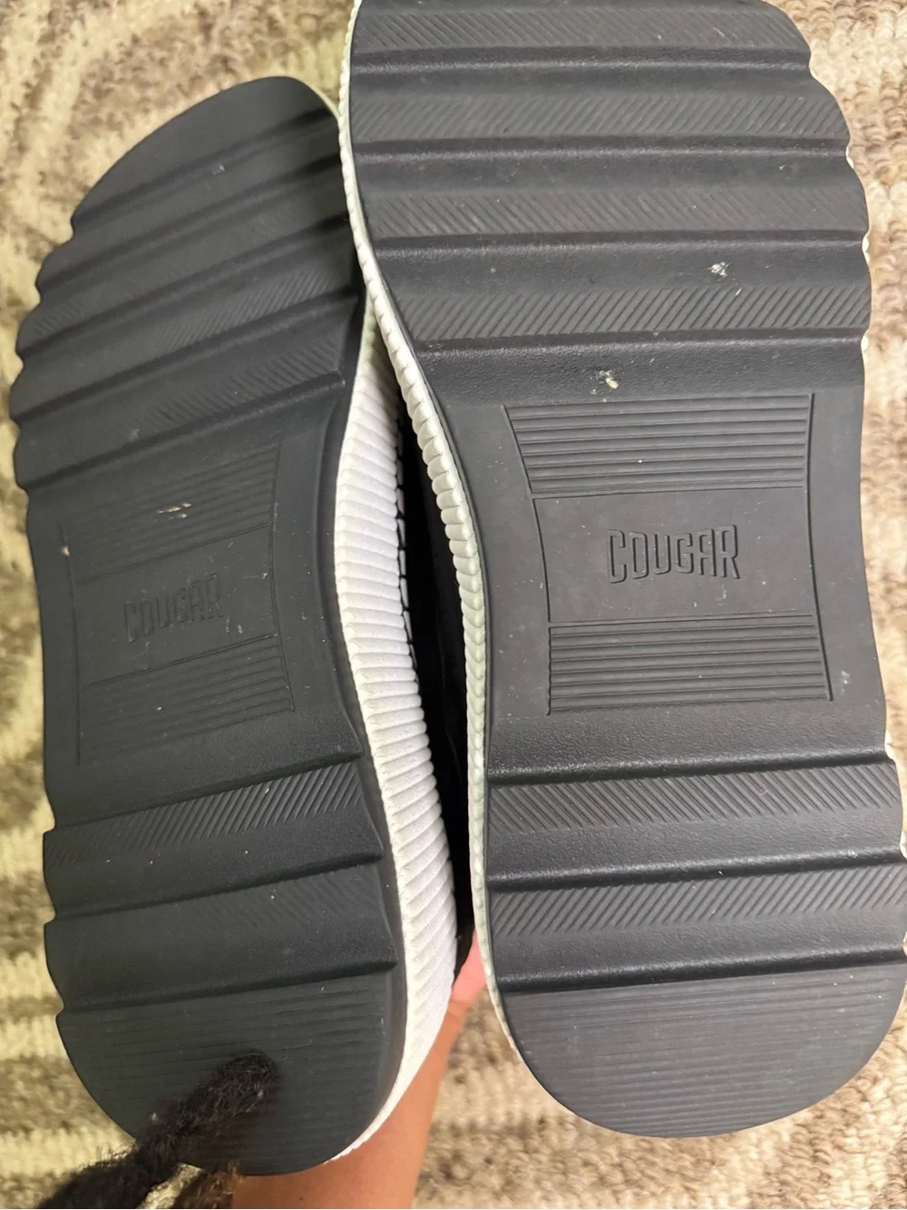 Cougar Size 8 Black Platform Sneakers with White Accents